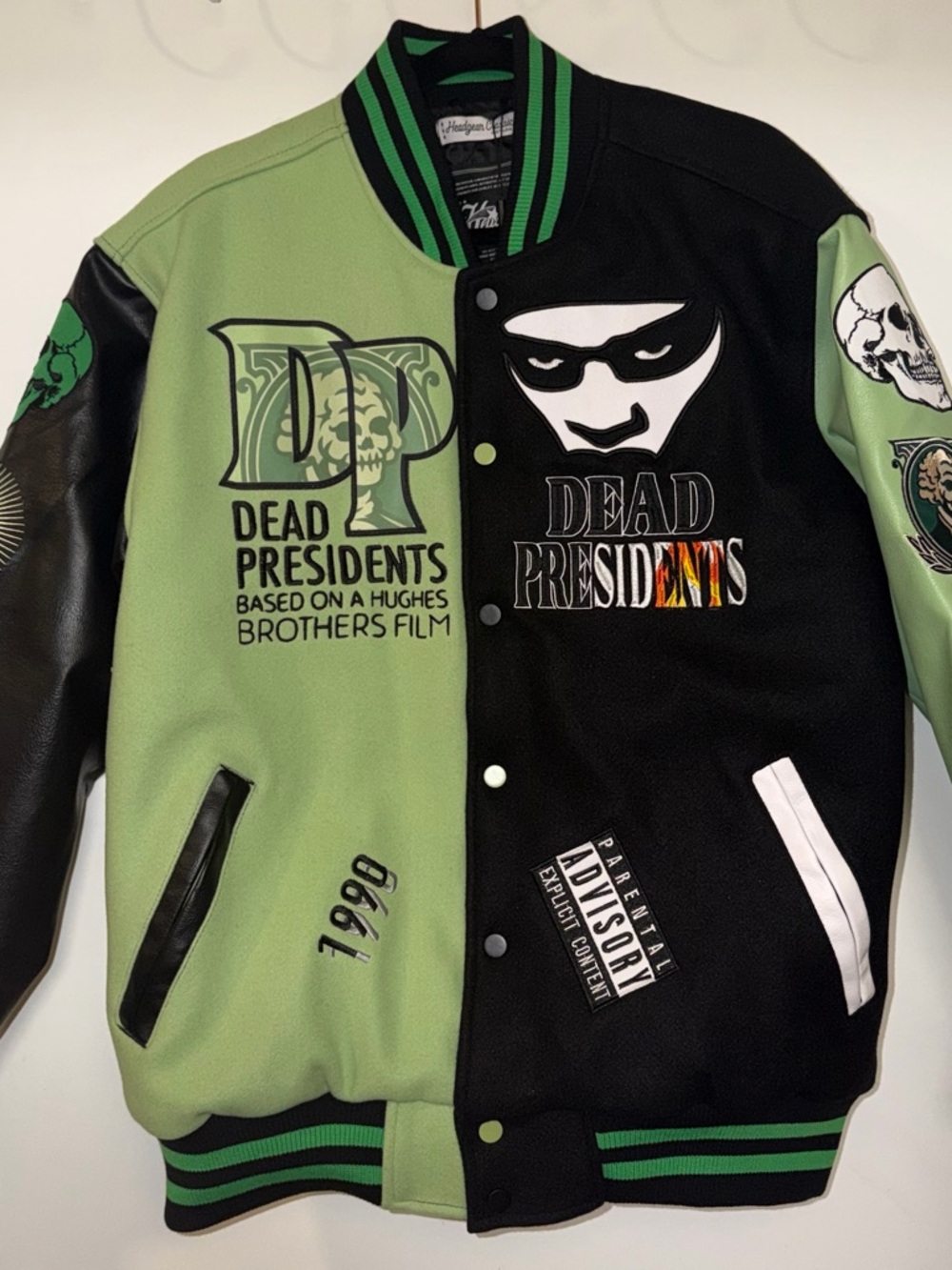 🔥💰🎥💰🔥 Dead Presidents 2-Tone Green & Black Varsity Bomber Jacket